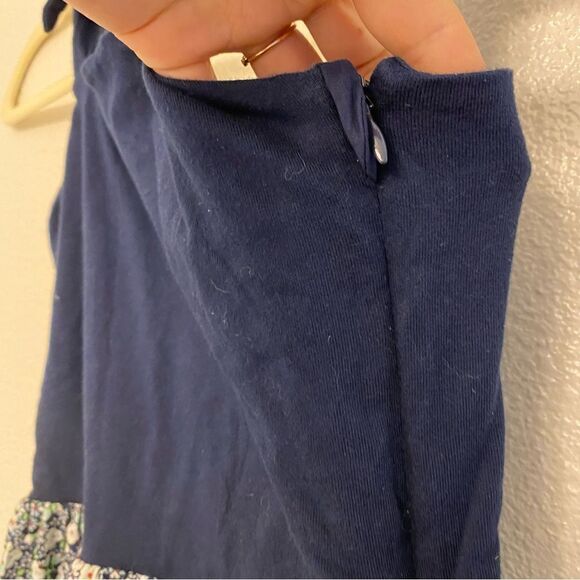 Gap kids girls navy blue tie shoulder floral skirted dress side zip L 10/11 - Picture 3 of 14
